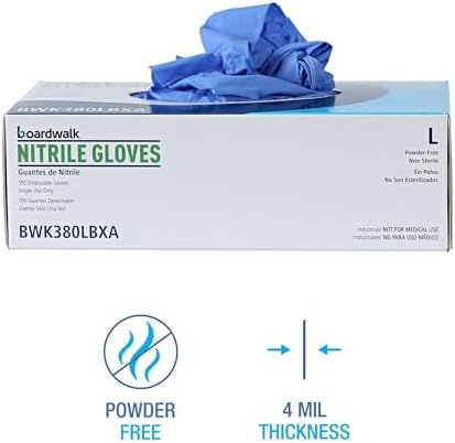 Boardwalk 380LCTA 4 Mil Nitrile Gloves Large Blue
