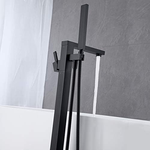 Freestanding Bathtub Faucet Black Brass Floor Mount 12 hose compatibility