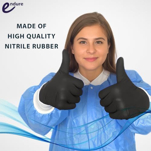 Endure Industries High-Quality Nitrile Exam Gloves in Starlight Black