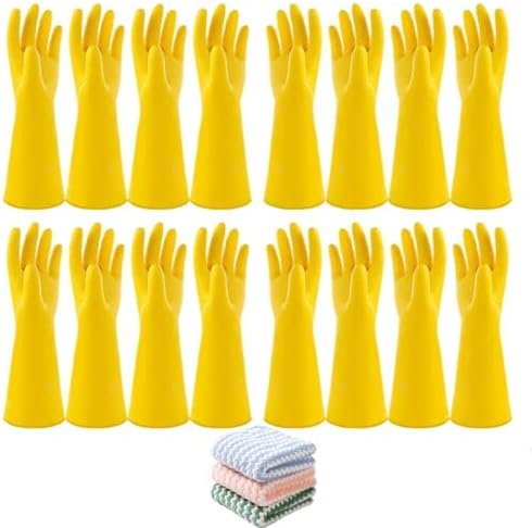 8 Pairs Reusable Cleaning Gloves Extra Thick Yellow