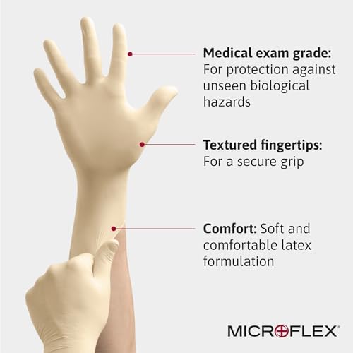 Microflex 10-754 Daily Defense Latex Gloves Natural