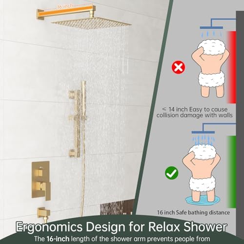 Hoimpro Shower System with Adjustable Slide Bar and Brushed Gold Finish 1