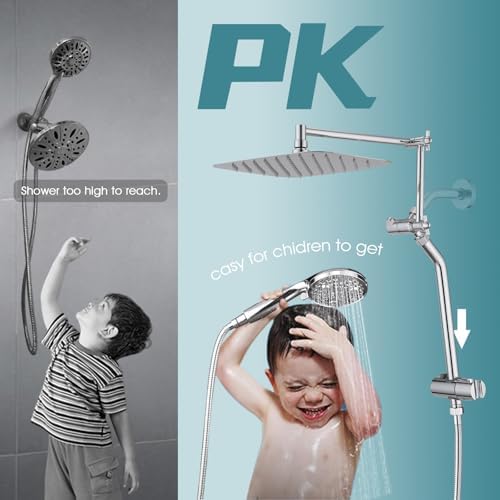 Upgrade Power with 12 x 8 Rectangle Rainfall Shower Head Handheld Combo