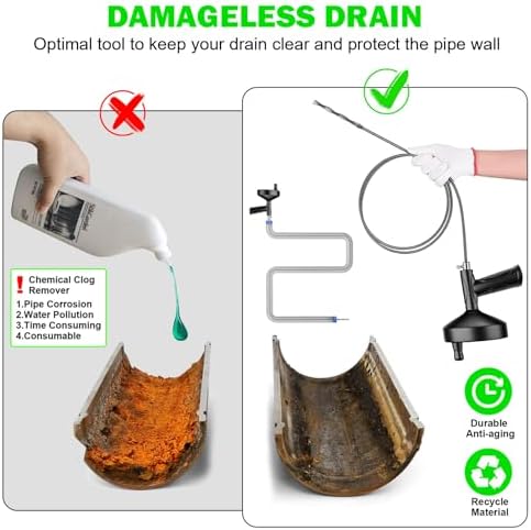 33 Ft Drain Snake Auger Heavy Duty Clog Remover with Gloves