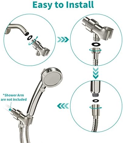 MIAOHUI Modern Handheld Shower Head with 3 Spray Modes Brushed Nickel