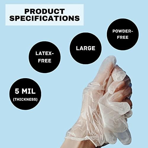 Latex Free Disposable Gloves Clear Large 5 Mil Pack of 2000