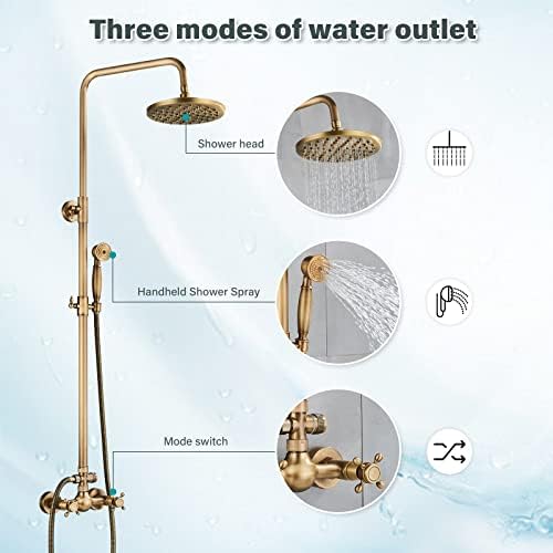 Customizable antique brass bathroom shower faucet system set