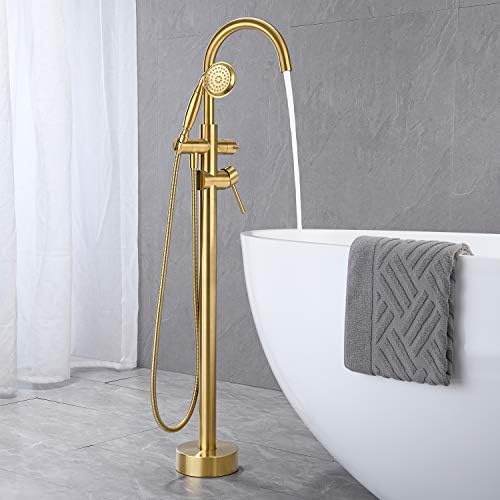 Freestanding bathtub faucet with hand shower