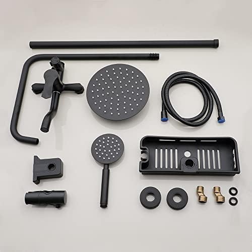 Outdoor Shower System 8-inch Rainfall 3-Function Matte Black Stainless Steel