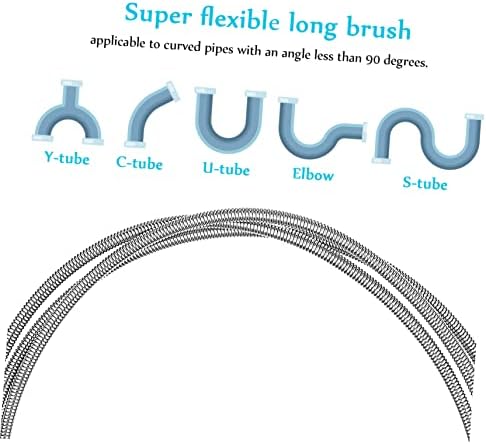 Jojofuny 4 in 1 Manual Snake Drain Tool Set with Flexible Tube Cleaner