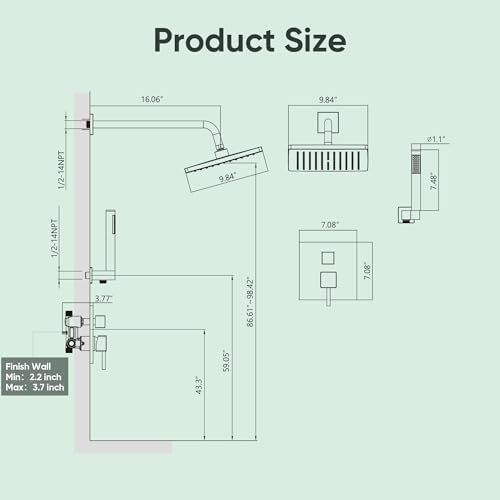 Luxury 10 In Brush Nickel Shower Faucet Set