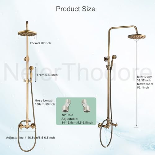 Customizable antique brass bathroom shower faucet system set