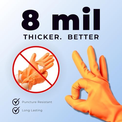 Orange Nitrile Gloves Durable Mechanics