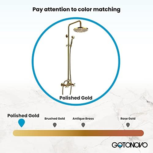 GotOnovo Gold-Runner Exposed Bathroom Faucet Set - 8 Adjustable 2 Function Spray Head