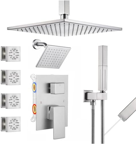 VANFOXLE 4 Modes Shower Faucet Set Brushed Nickel
