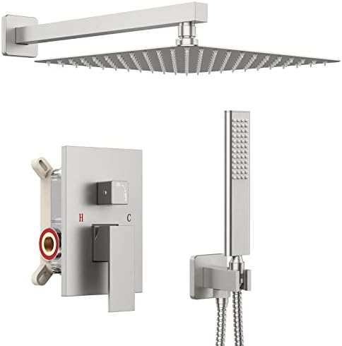 Iriber Brushed Nickel Shower System with 12 Inch Rain Shower Head