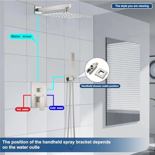 Midanya Rain Shower System 12 Square Brushed Nickel