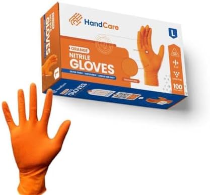 Orange Nitrile Gloves Durable Mechanics