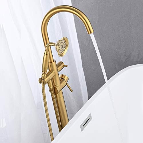Freestanding bathtub faucet with hand shower