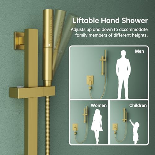 Hoimpro Shower System with Adjustable Slide Bar and Brushed Gold Finish 1