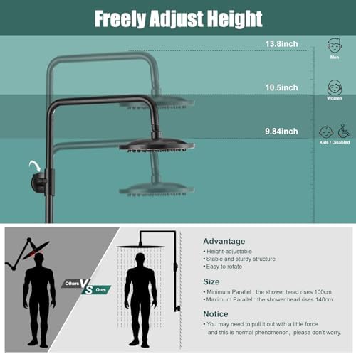 Oil Rubbed Bronze Exposed Pipe Shower System 8-inch Rainfall 151 GPM