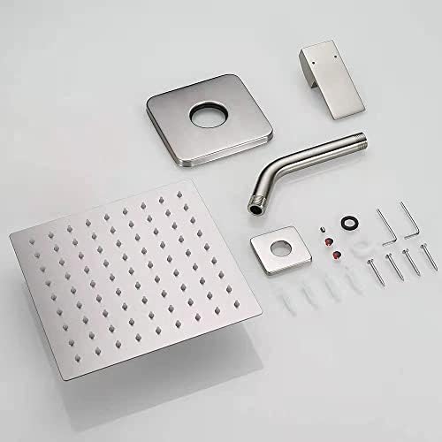 Premium Brushed Nickel Rain Shower Head with Wall-Mounted Design