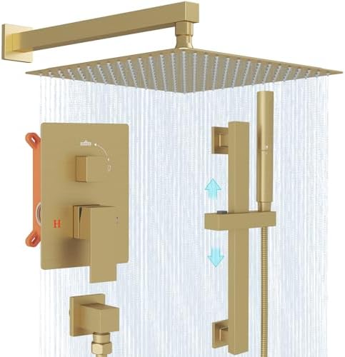 Hoimpro Shower System with Adjustable Slide Bar and Brushed Gold Finish 1