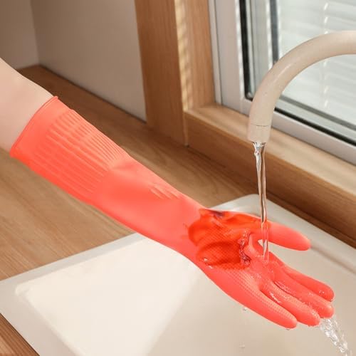 Premium Long Rubber Gloves for Kitchen Home Cleaning