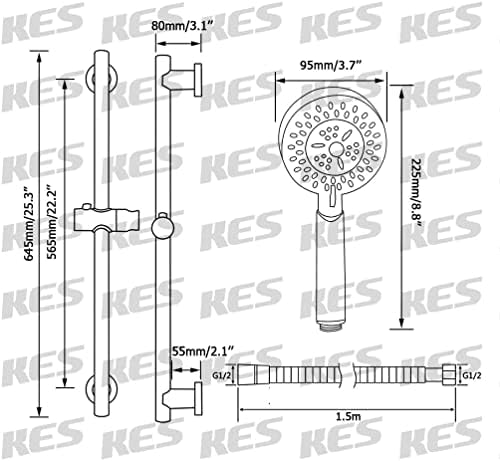 KES 5-Function Handheld Shower Head Polished Finish Durable Stylish and Functional