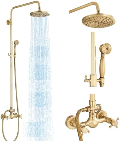 MOSSON Antique Brass Shower System Durable Stylish Outdoor Bathroom Fixtures