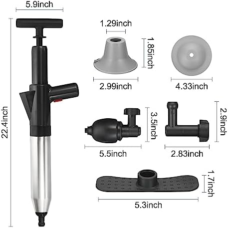 120 PSI Stainless Steel Toilet Plunger with Real-Time Barometer