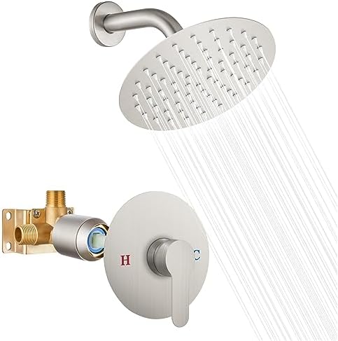Stainless Steel Round Shower Head Set with NPT Male Valve