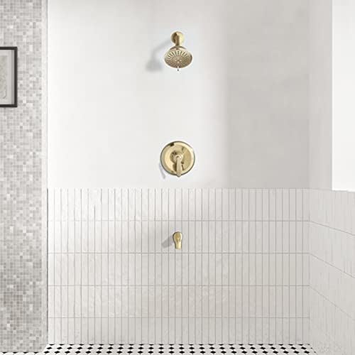 Parlos Shower System Brushed Gold Faucet Set with Tub Spout