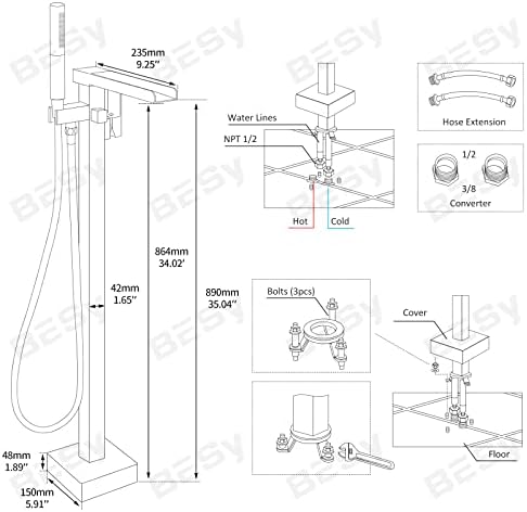 Freestanding Bathtub Faucet with Oil Rubbed Bronze Finish