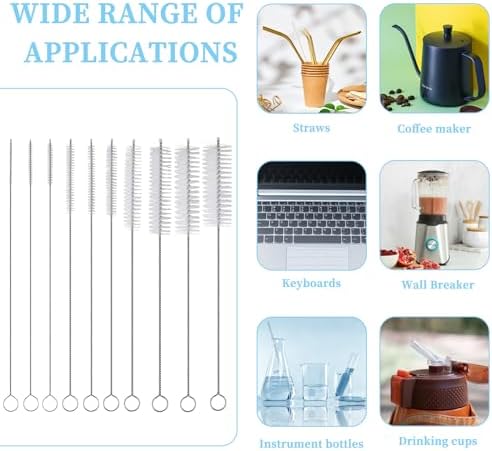 11-Piece Flexible Pine Drain Brush Set Double-Ended Black