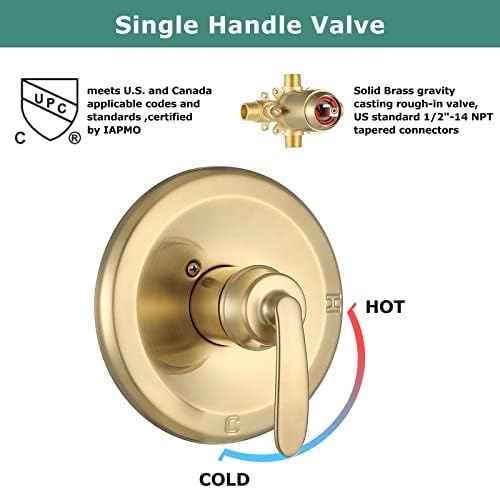 Parlos Shower System Brushed Gold Faucet Set with Tub Spout