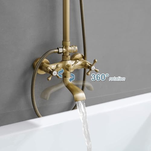 BWE Outdoor Showers Triple Function with antique brass finish