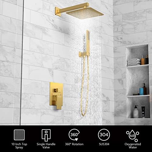 Sturdy Modern 10 Brushed Gold Shower Faucet Set