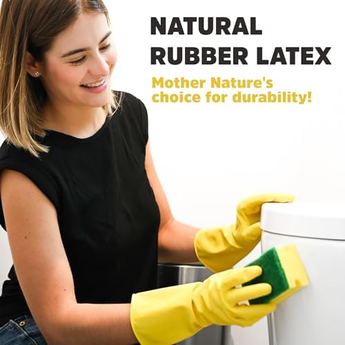 FOBLY Large Reusable Dish Gloves - Non-Slip Reliable for Cleaning