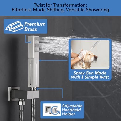 VANFOXLE 4 Modes Shower Faucet Set Brushed Nickel