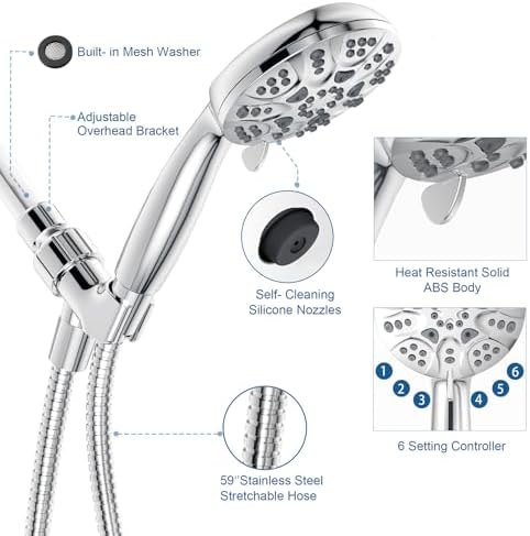 HOPOPRO High-PressureHandheld Shower Head Set with 6 Modes