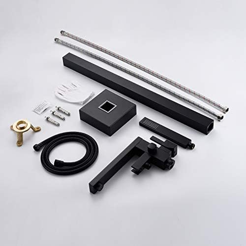 Freestanding Bathtub Faucet Black Brass Floor Mount 12 hose compatibility