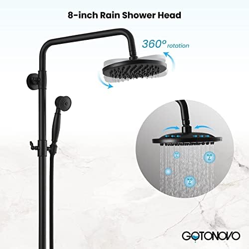 Gotonovo Adjustable Bathroom Faucet Matte Black 8-inch Shower Head