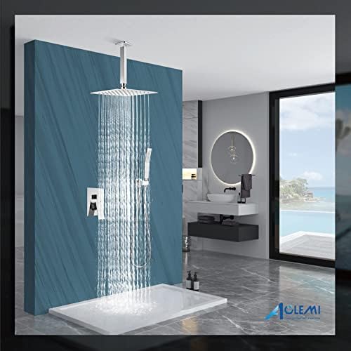 Durable Ceiling Mounted Shower System - Overhead Rain Handheld Spray with Chrome Finish