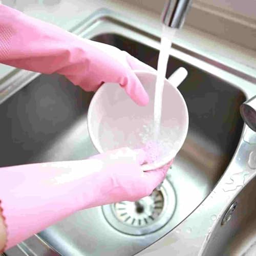 KingFinger Reusable Cleaning Gloves 3-Pair Set Blue White Pink