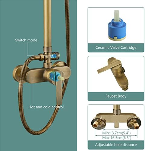 Antique Brass 8 Rainfall Shower Head with Sprayer Handheld Faucet