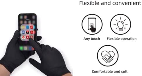 BNM Health First Glove Black Nitrile Disposable Gloves 6 Mil Latex Powder Free