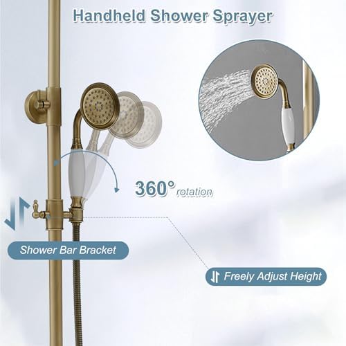 BWE Outdoor Showers Triple Function with antique brass finish