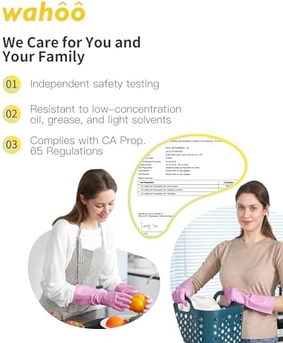Wahoo Skin-Friendly Cleaning Gloves Reusable Flocked Cotton Gloves Dishwashing Perfect Grip
