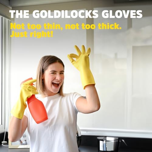 FOBLY Medium Rubber Cleaning Gloves 3 Pairs